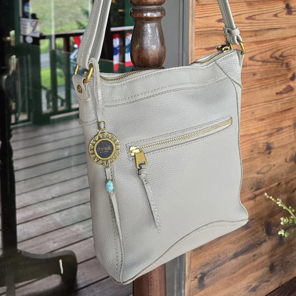 The Sak Collective Tahoe Leather Crossbody Gray Shoulder Bag - Picture 6 of 14